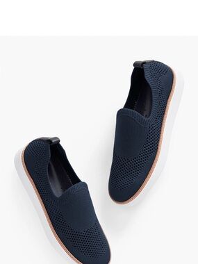 Talbots Navy Knit Slip-On Loafers with White Sole